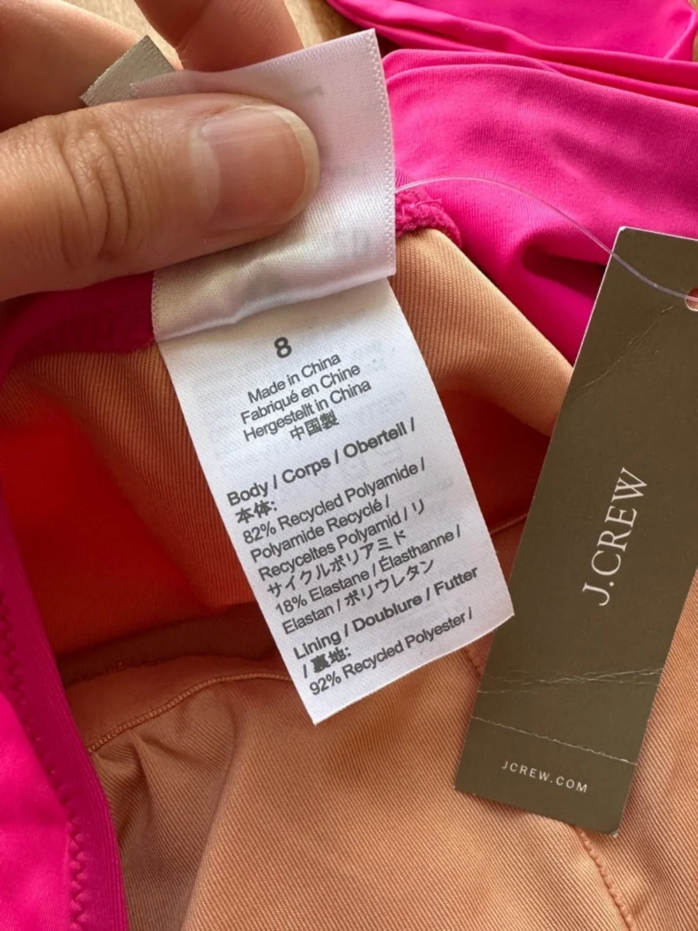 J. Crew One-Shoulder Bow Tie One-Piece Swimsuit, Fuchsia, Size 8, NWT